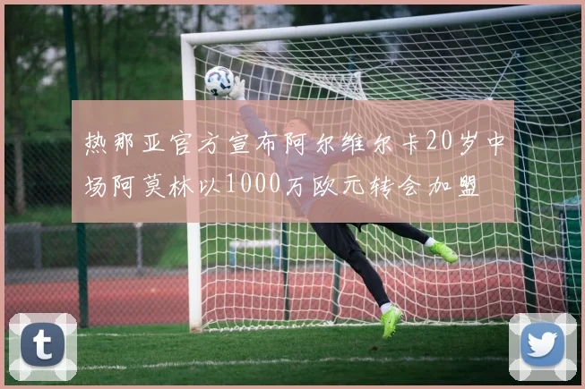 热那亚官方宣布阿尔维尔卡20岁中场阿莫林以1000万欧元转会加盟